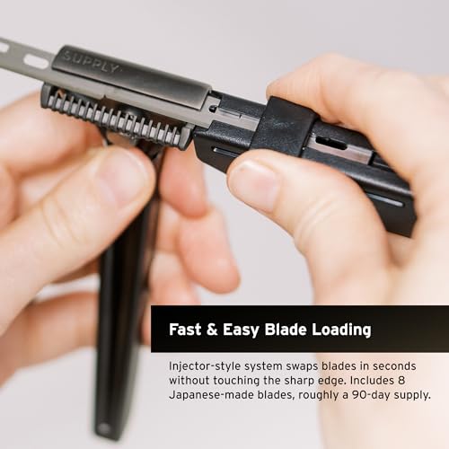SUPPLY Single Edge SE Blade Refills for Men – Pack of 8 Japanese-Made Black Label Injector Razor Blades – Fits the SUPPLY ...