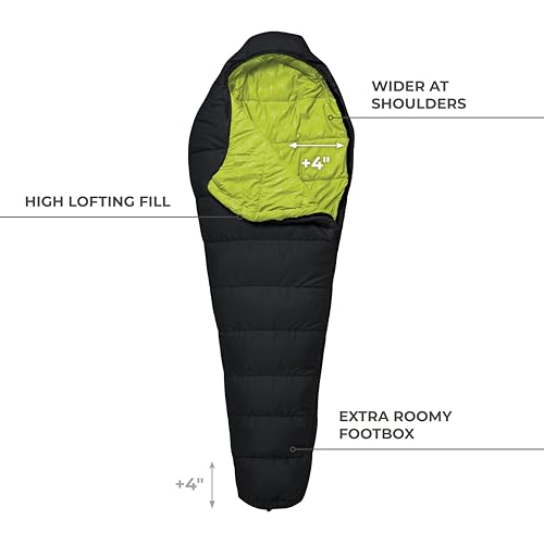 Teton LEEF Lightweight Mummy Sleeping Bag Perfect for Camping, Hiking, and Backpacking; Cold Weather Option, Compression S...