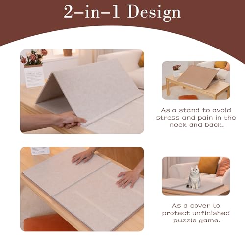 Lavievert Tilting Puzzle Board with 2-in-1 Stand & Cover, Adjustable Plateau Storage with 6 Sorting Trays for Adults, Port...