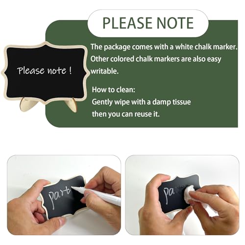 12pcs Mini Chalkboard Signs with Stand,Food Labels for Party Buffet, Food Tag/Name Card for Wedding Table, Name Tag Drink ...