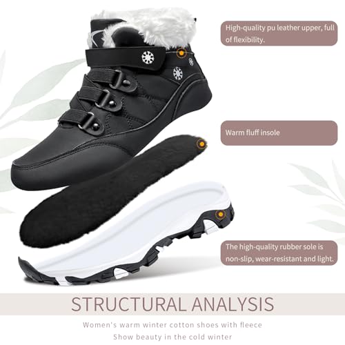 ASHION Womens Snow Boots Warm Fur Lined Winter Boots Comfortable Ankle Booties Outdoor Hiking Boots for Women