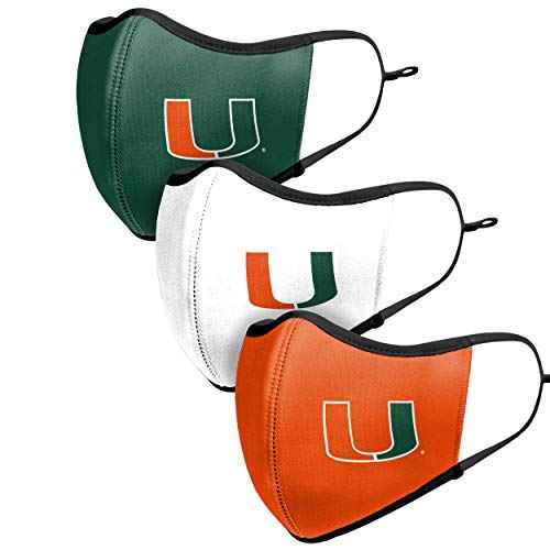 Miami Hurricanes NCAA Face 3 Pack Face Cover