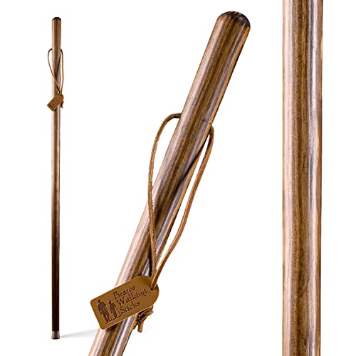 Brazos Handcrafted Wood Walking Stick, Pine, Trekker Style Handle, for Men & Women, Made in The USA