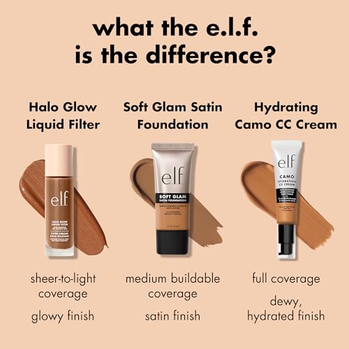e.l.f. Soft Glam Foundation, Medium Coverage, Long-Lasting & Buildable Foundation For A Smooth, Satin Finish, Vegan & Crue...