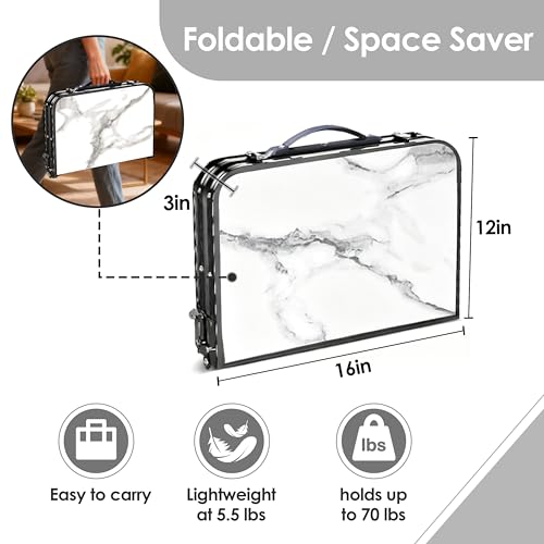 Folding TV Trays Foldable Dinner Tray Table Adjustable Height Food Snack Eating Couch Side Table Study Aluminum Portable S...