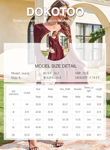 Dokotoo Womens Dresses Fashion 2025 Long Sleeve V Neck Maxi Dresses Elegant Casual Flowy Tiered Boho Beach Vacation Outifits