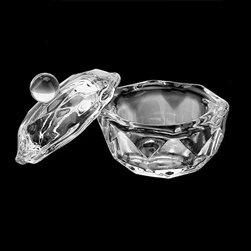 mollensiuer 2Pcs Clear Nail Art Acrylic Liquid Powder Dappen Dish Bowl Glass Crystal Cup Glassware with Lid for Nail Art Manicur