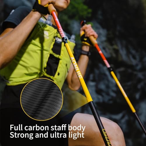 BlueField 2 Pcs Ultralight Trekking Poles, Folding Carbon Fiber Walking Sticks for Hiking with Quick Lock System for Hiking