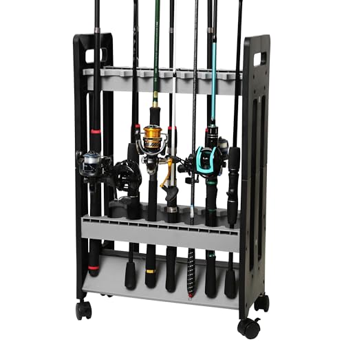 Jorazor Fishing Rod Holder,Fishing Pole Holders for Garage,Rod Holder for 16 Rod and Reel Combos,Vertical Fishing Rod Rack...
