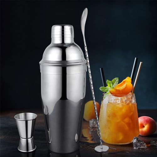 25-Piece Cocktail Shaker Set, Stainless Steel Bartender Kit with Acrylic Stand & Cocktail Recipes Booklet, Professional Ba...