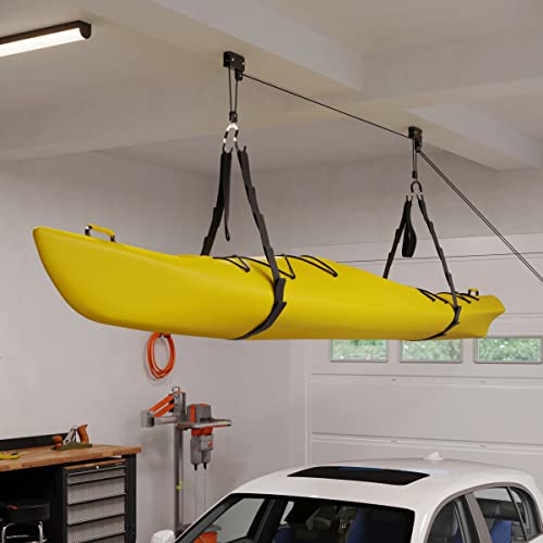 RAD Sportz Kayak Storage Hoists - Overhead Pulley Hoist Systems with 125lb Capacity Each for Canoes, Bikes, Ladders, and More