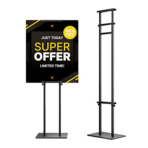 WHAUU Display Stand Sign Holder,Heavy Duty Adjustable Pedestal Sign Stand Up to 75 inch,Double-Sided for Board & Foam Sig...