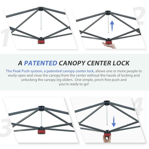 EAGLE PEAK 13x13 Straight Leg Pop Up Canopy Tent Instant Outdoor Canopy Easy Single Person Set up Folding Shelter w/Auto E...
