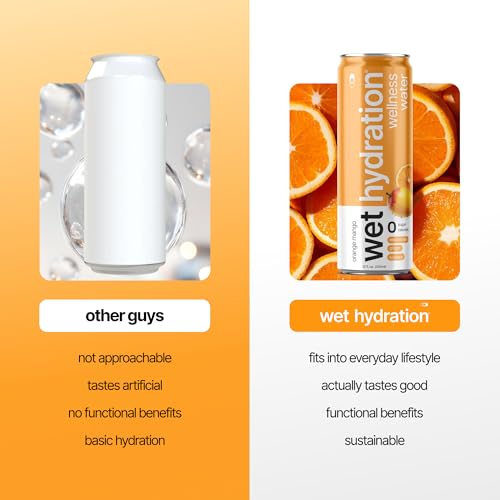 Wet Hydration - Functional Hydration Beverage - Flavored Water, Sugar-Free, Gluten-Free, No Artificial Ingredients (Orange...