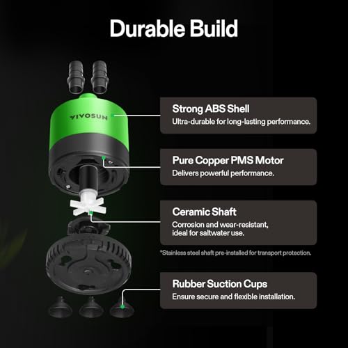 VIVOSUN 210 GPH 10W Submersible Water Pump, with Adjustable Water Flow, 4.9ft Tubing, Additional Ceramic Shaft, and Outlet...