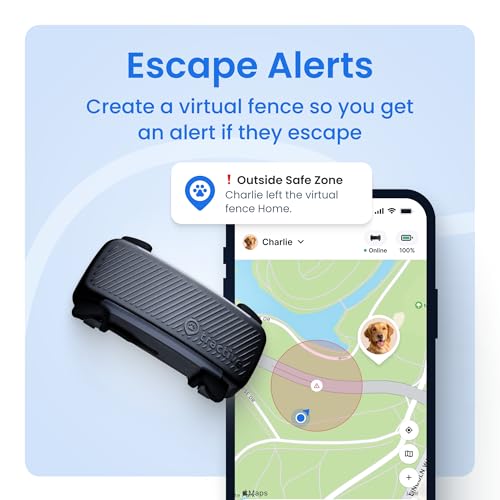 Tractive Smart Dog GPS Tracker | Live Pet Tracker with Virtual Fence | Vital Signs Monitoring of Heart & Respiratory Rate...