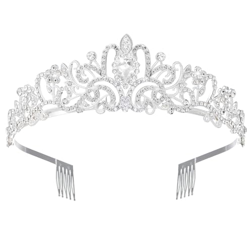 Crystal Tiaras Crowns for Women, Birthday Party Princess Wedding Brides Crown Prom Hair Accessories Gifts with Combs