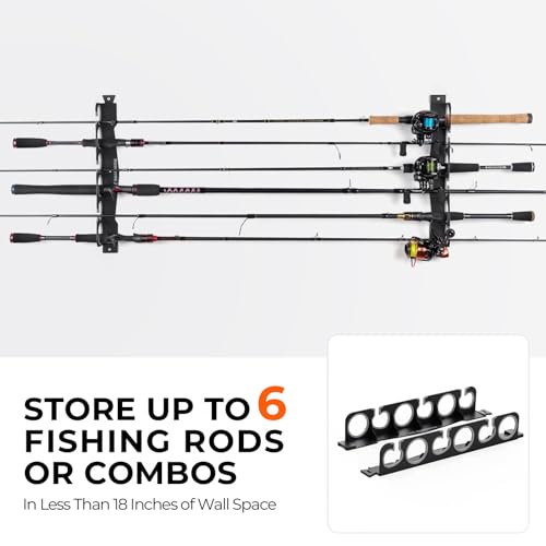 KastKing SafeGuard Fishing Rod Holder for Garage, Wall or Ceiling Mounted Fishing Rod Rack Storage Organizer, Fishing Pole...