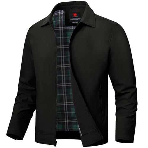 TBMPOY Mens Lightweight Jackets Light Windbreaker Full Zip Casual Work Jacket Golf Business Fall Track Coat with Pockets