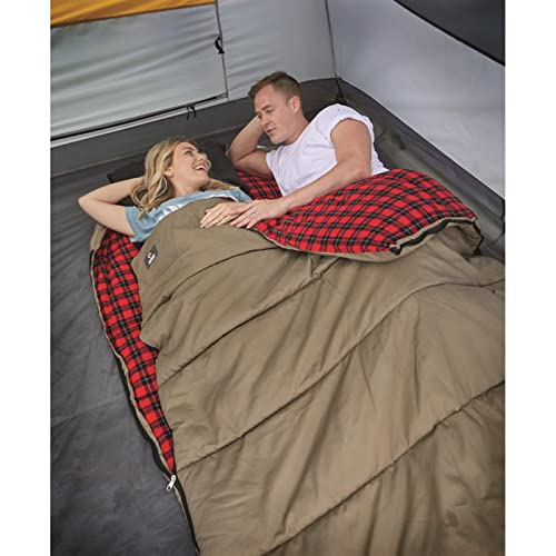 Guide Gear Canvas Hunter 0-Degree Double Sleeping Bag for Adults and Kids 2-Person Warm Winter Cold Weather Lightweight Po...
