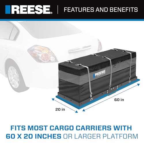 Reese Explore 63604 Amigo Hitch Mount Cargo Carrier Bag, 59 Inch x 18.5 Inch x 24 Inch, Rainproof, Fit On A Most Full-Size Hitch Mounted Cargo Carriers.