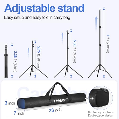 EMART Backdrop Stand 10x7ft(WxH) Photo Studio Adjustable Background Stand Support kit with 2 Crossbars, 8 Clamps, 2 Sandba...