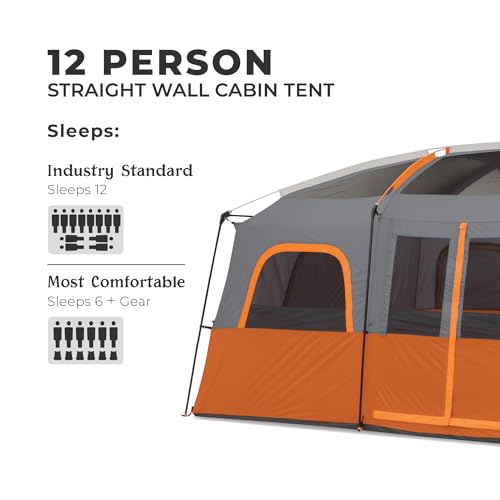 CORE Tent for Family Camping | 10 Person / 11 Person / 12 Person Large Multi Room Cabin Tents for Car Camping & Outdoor Ad...