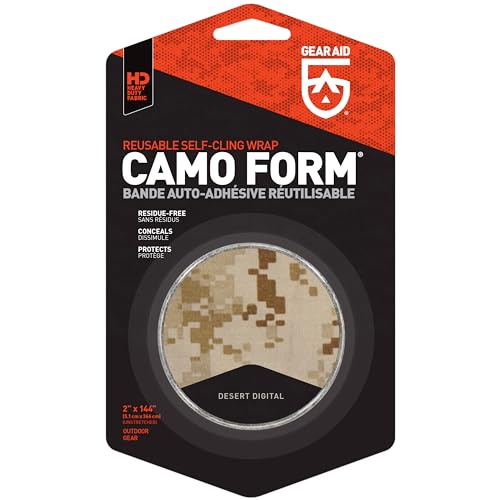 GEAR AID Camo Form Self-Cling and Reusable Fabric Camouflage Wrap, Adds Grip and Shield Hands from Hot or Cold Surfaces to...