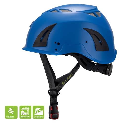 Land Helmets ClimbPro Safety Helmet for Rock Climbing – Lightweight & Durable Hard Shell with Adjustable Chin Strap and Ac...