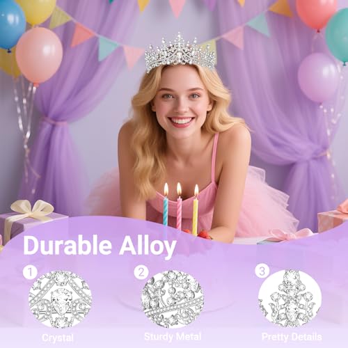Queenship Tiara Crown for Women, Queen Tiara for Birthday Prom Bridal Party Custome Silver
