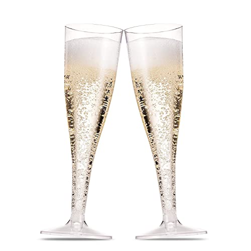 30 Pack Disposable Clear Plastic Champagne Flutes - 5 Oz Toasting Glasses for Wedding Party, Cocktail, Mimosa