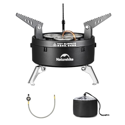 Naturehike Camping Gas Stove for IGT Table, Portable Isobutane Stove with Storage Bag & Foldable Brackets, 3 Burners Camp ...