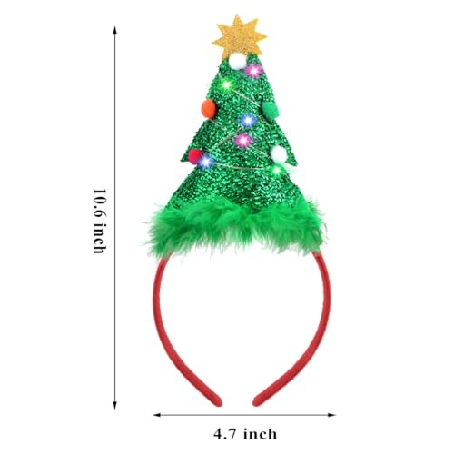 Farochy Christmas Tree Headband Light Up Christmas Headbands LED Christmas Tree Hat