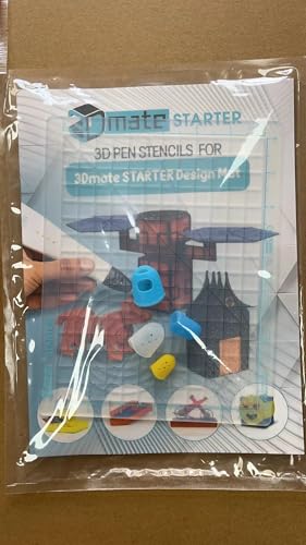3Dmate Starter - Transparent 3D Pen Mat 9 x 7 Inches with Compatible Stencils Book - Flexible Two-Sided Heat-Resistant Silicone - 3D Pen Accessories - Templates for Kids, Adults