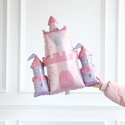 PageebO Princess Balloon Garland Arch, 154Pcs Pastel Blue Pink Purple Gold Balloons with Castle Carriage Star Foil Balloon...