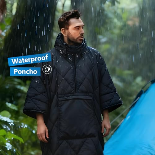 Qodia Camping Blanket Poncho, 4-in-1 Wearable Sleeping Bag Poncho, Ultralight Waterproof Outdoor Blanket & Travel Pillow f...