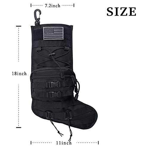 Speed Track Tactical Christmas Stocking, with Flag Patch MOLLE Webbing, Zip Pocket, MOLLE Clips, Gift for Veterans Militar...