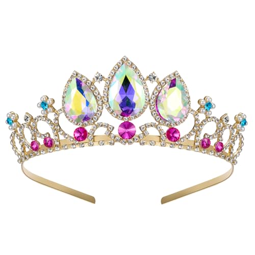 SWEETV Princess Tiaras for Little Girls, Kids Dress-up Crown Headband, Birthday Wedding Halloween Cosplay Hair Accessories