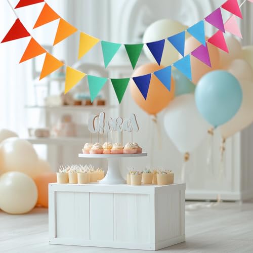 Alainzeo 48pcs Rainbow Pennant Banner, Triangle Bunting Flag Banners for Birthday Party Decoration, Baby Shower, Classroom...