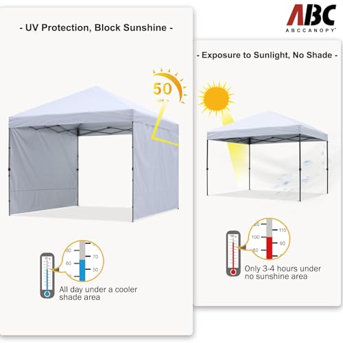 ABCCANOPY Easy Pop up Canopy Tent with 2 Sidewalls for Outdoor Sun Blocking or Rain Protection, 8x8, White