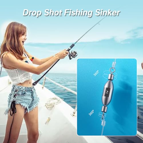 YAFIYGI 15Pcs Sinkers Fishing Saltwater Kit Fishing Sinkers with Removable Non Lead Swivels Bullet Weights for Inline Trol...