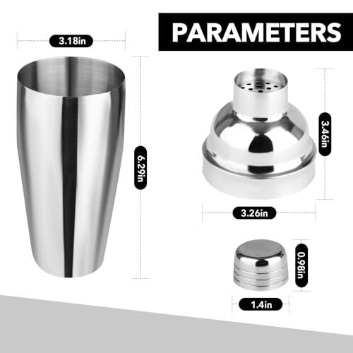 24oz Cocktail Shaker Bar Set - Drink Shaker Built-in Strainer, 2oz & 1oz Double Measuring Jigger, Mixing Spoon Set - Profe...
