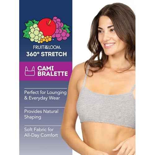 Fruit of The Loom Womens Spaghetti Strap Cotton Pullover Sports Bra Value Pack