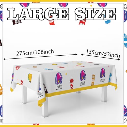 GZBJMYGS Cartoon Taco Tablecloths Burrito Beverage Mexican Taco Quesadilla Print Table Cover Supplies for Baby Shower Birt...