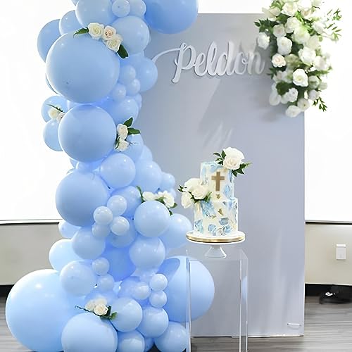 Voircoloria 110pcs Light Blue Balloons 12inch Baby Blue Latex Party Balloons for Boys Girls Birthday Party, Baby Shower, W...