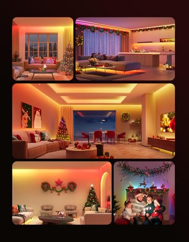 Govee RGBIC LED Strip Lights, 32.8ft Smart LED Lights for Bedroom, Bluetooth LED Lights APP Control, DIY Multiple Colors o...