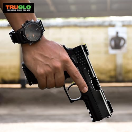 TRUGLO Tritium Handgun Sight | High-Visible Front & Rear Night Sights with Daylight White Dots & Low-Light Tritium Dots, Compatible with Glock Handguns