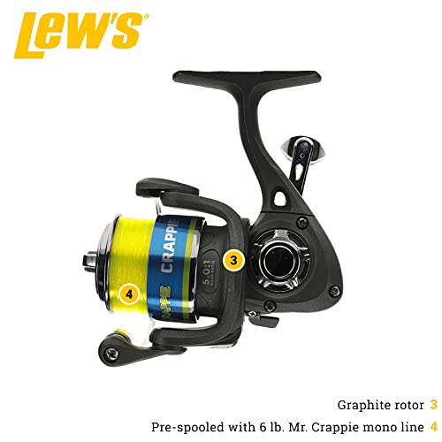 Lew's Crappie Thunder Spinning Reel and Fishing Rod Combo, 2-Piece IM6 Graphite Blank, Right or Left-Hand Retrieve, Crappi...