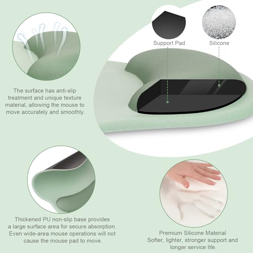 MOSISO Wrist Rest Support for Mouse Pad&Keyboard Set, Circle Curved Ergonomic Mousepad&Coaster Non-Slip Base Home/Office P...