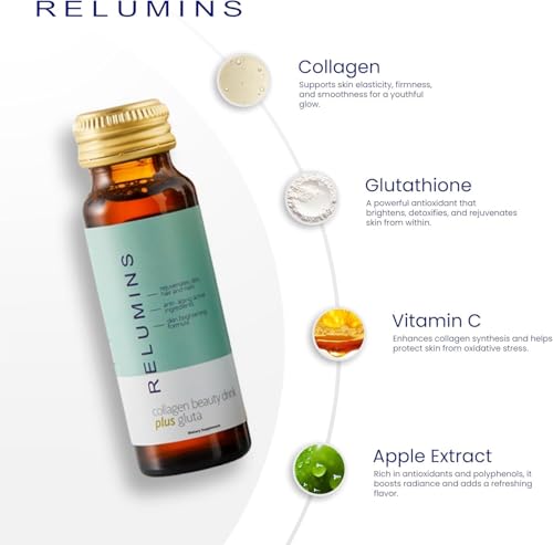 Relumins World's Most Advanced Collagen Drink - 10,000mg w/Glutathione & Antioxidants | USA's No.1 Liquid Collagen for New...